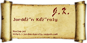 Jordán Károly névjegykártya
